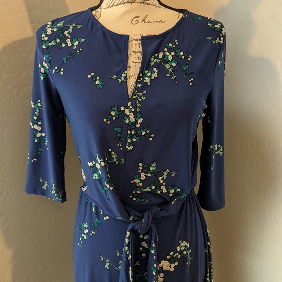 Chaps Blue Floral Dress Small - Picture 2 of 6